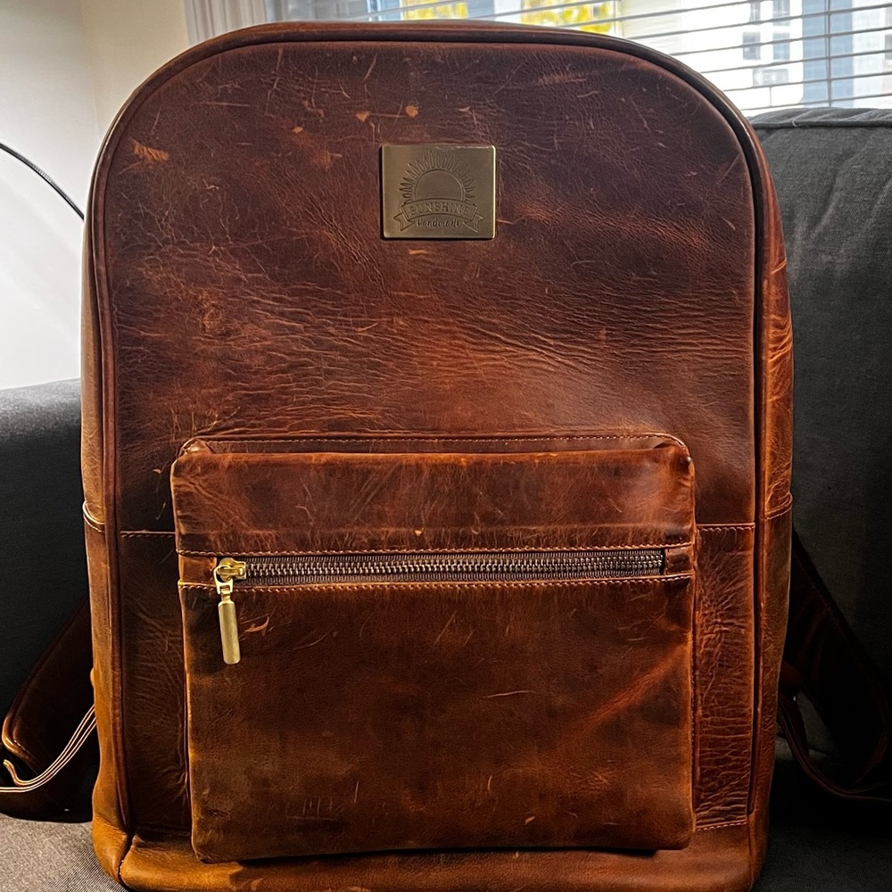 Brown Leather Backpack - image 1